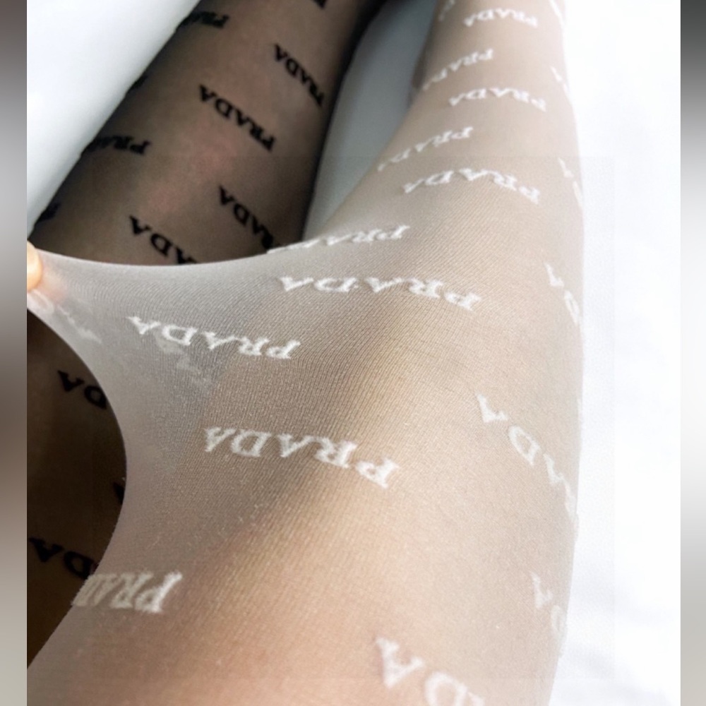 Prada white logo tights